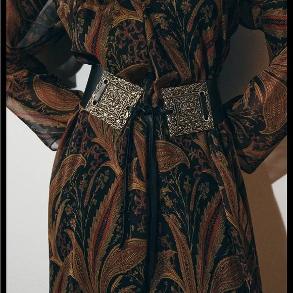 Zara limited edition 100% LEATHER WIDE BELT WITH HEWN BUCKLE - Picture 1 of 5